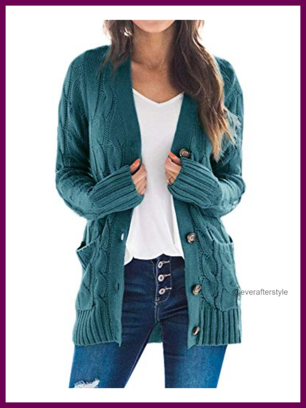 Chunky Cable Knit Cardigan Button Down Open Front Long Sleeve Sweater Coat